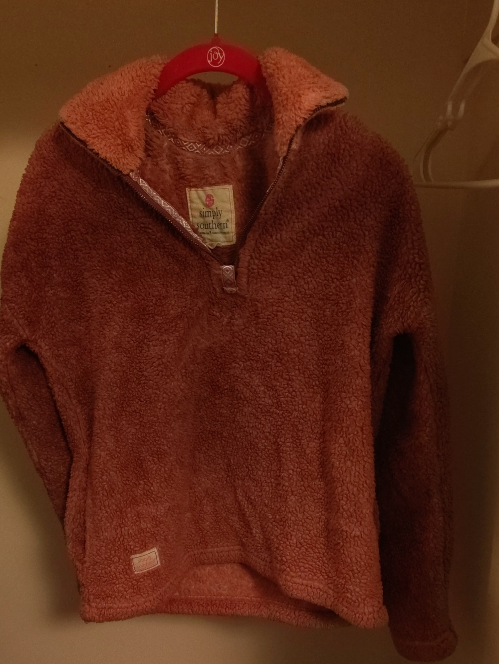 Simply Southern Mulberry Sherpa Half-Zip Cowl Pullover